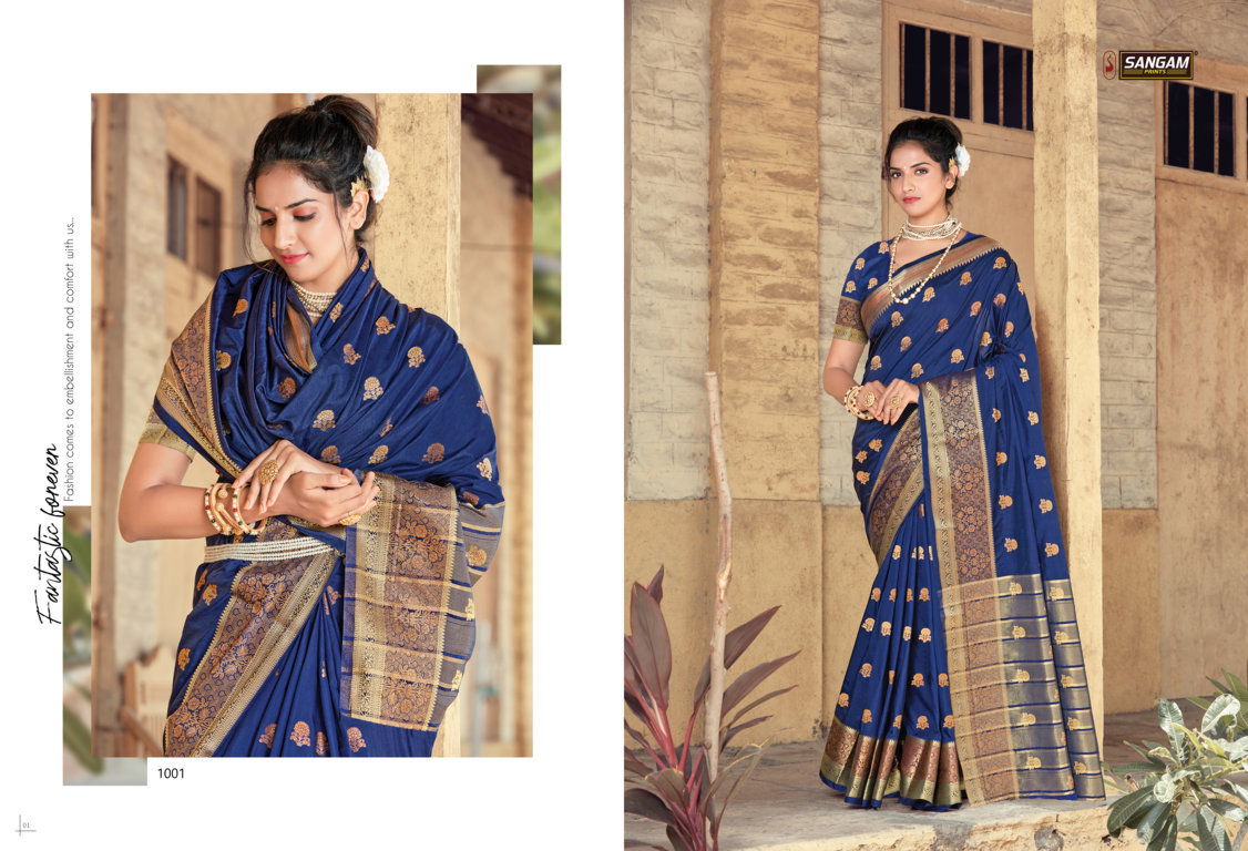 Sangam Indrani Silk Designer Fancy Latest Festive Wear Soft Silk Saree Collection